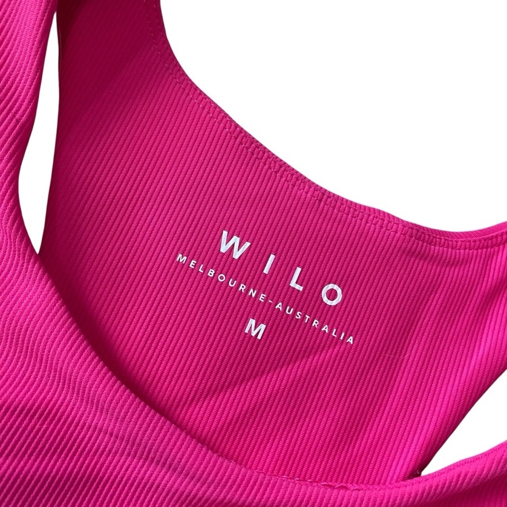 Wilo Pink Colorblock Ribbed Crop Tank Top - Picture 2 of 4